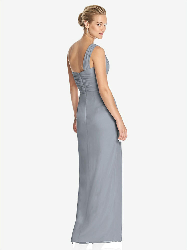 【STYLE: TH027】One-Shoulder Draped Maxi Dress with Front Slit - Aeryn【COLOR: Platinum】