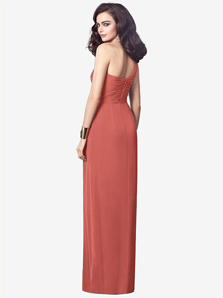【STYLE: TH027】One-Shoulder Draped Maxi Dress with Front Slit - Aeryn【COLOR: Coral Pink】