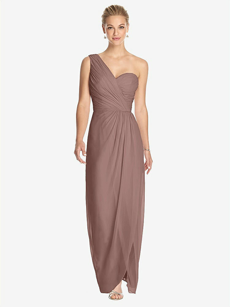 【STYLE: TH027】One-Shoulder Draped Maxi Dress with Front Slit - Aeryn【COLOR: Sienna】