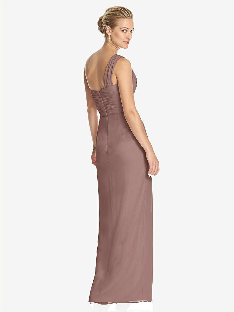 【STYLE: TH027】One-Shoulder Draped Maxi Dress with Front Slit - Aeryn【COLOR: Sienna】