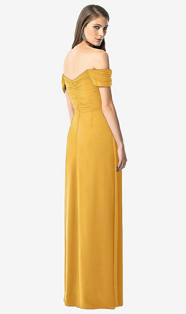 【STYLE: TH028】Off-the-Shoulder Ruched Chiffon Maxi Dress - Alessia【COLOR: NYC Yellow】