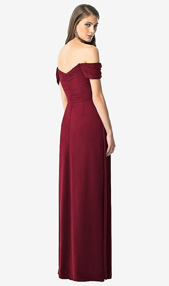 【STYLE: TH028】Off-the-Shoulder Ruched Chiffon Maxi Dress - Alessia【COLOR: Burgundy】