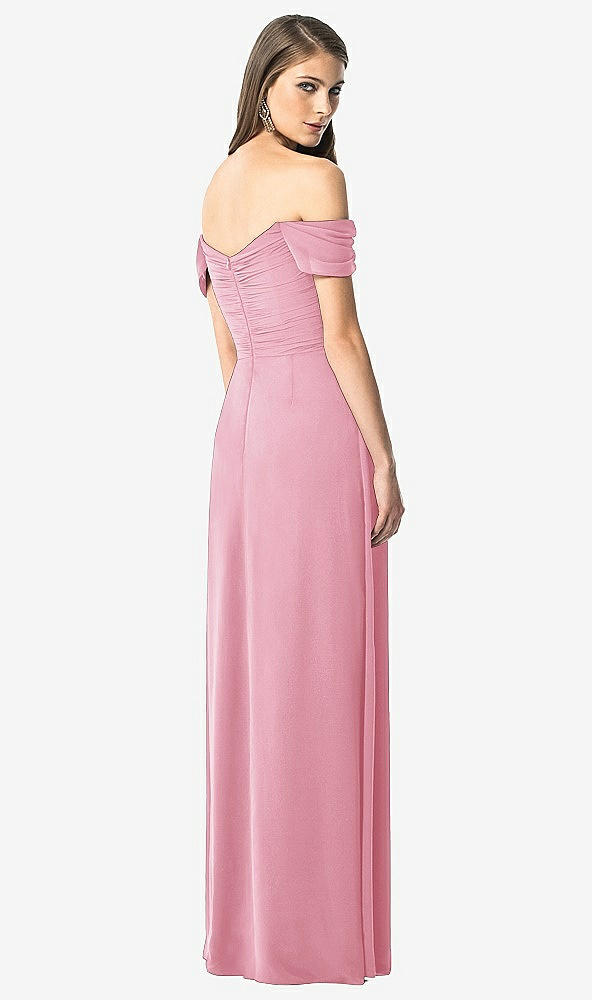 【STYLE: TH028】Off-the-Shoulder Ruched Chiffon Maxi Dress - Alessia【COLOR: Peony Pink】