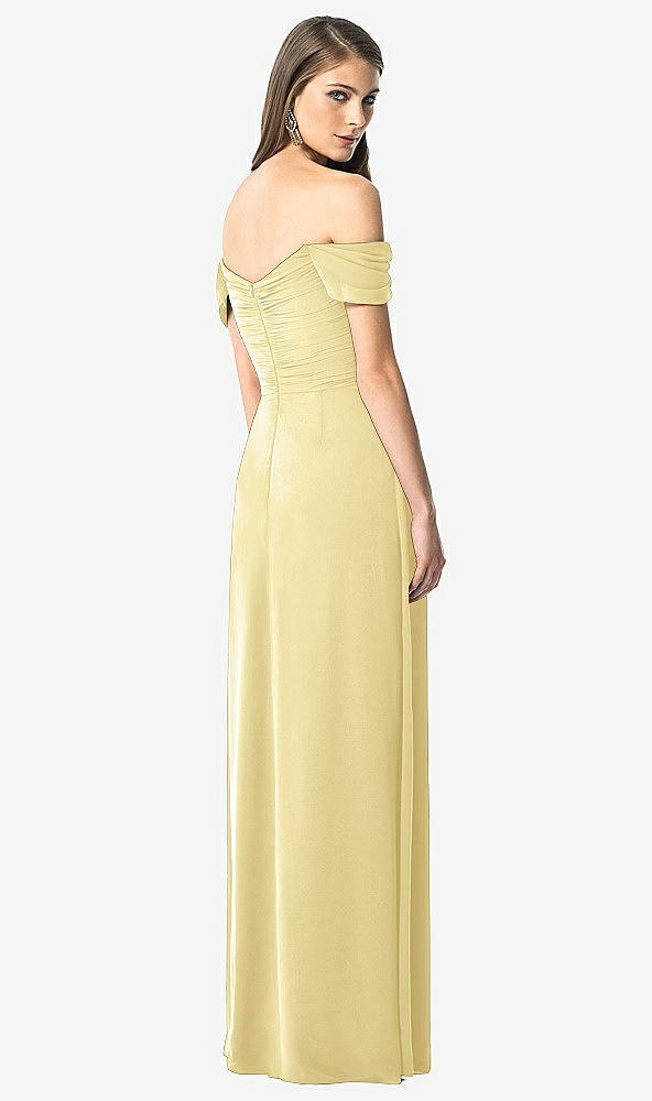 【STYLE: TH028】Off-the-Shoulder Ruched Chiffon Maxi Dress - Alessia【COLOR: Pale Yellow】