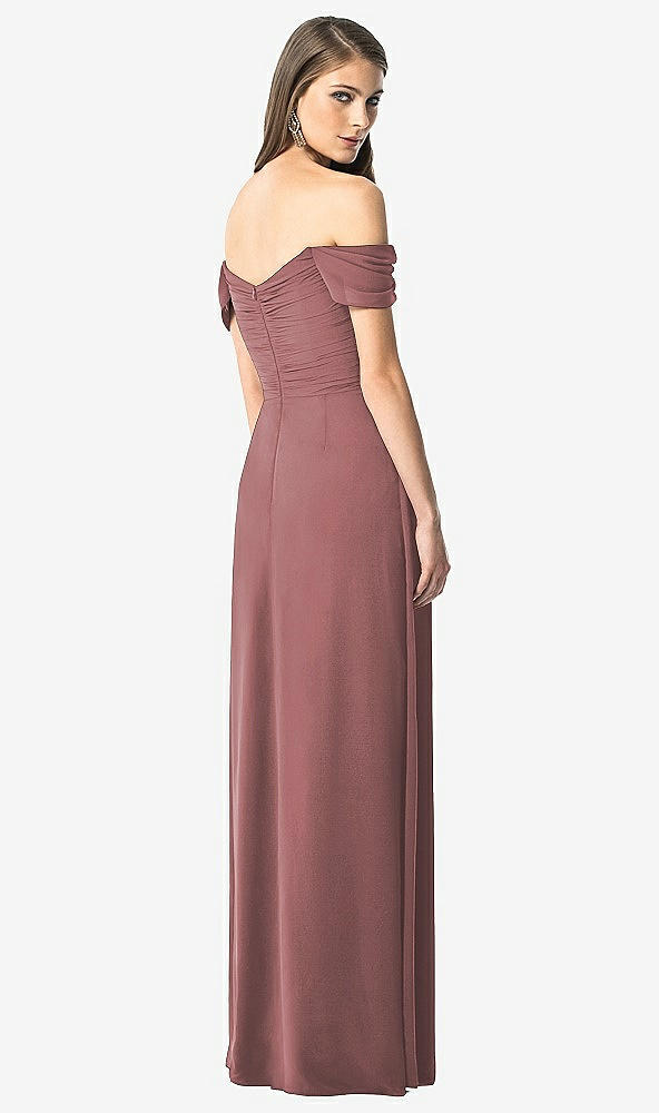 【STYLE: TH028】Off-the-Shoulder Ruched Chiffon Maxi Dress - Alessia【COLOR: Rosewood】