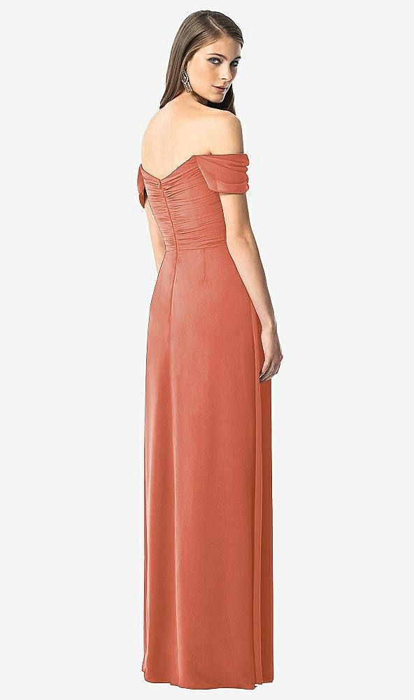 【STYLE: TH028】Off-the-Shoulder Ruched Chiffon Maxi Dress - Alessia【COLOR: Terracotta Copper】