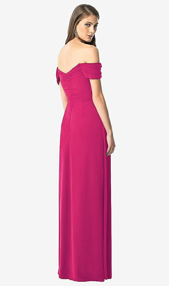 【STYLE: TH028】Off-the-Shoulder Ruched Chiffon Maxi Dress - Alessia【COLOR: Think Pink】