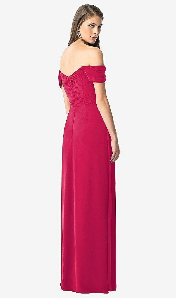 【STYLE: TH028】Off-the-Shoulder Ruched Chiffon Maxi Dress - Alessia【COLOR: Vivid Pink】