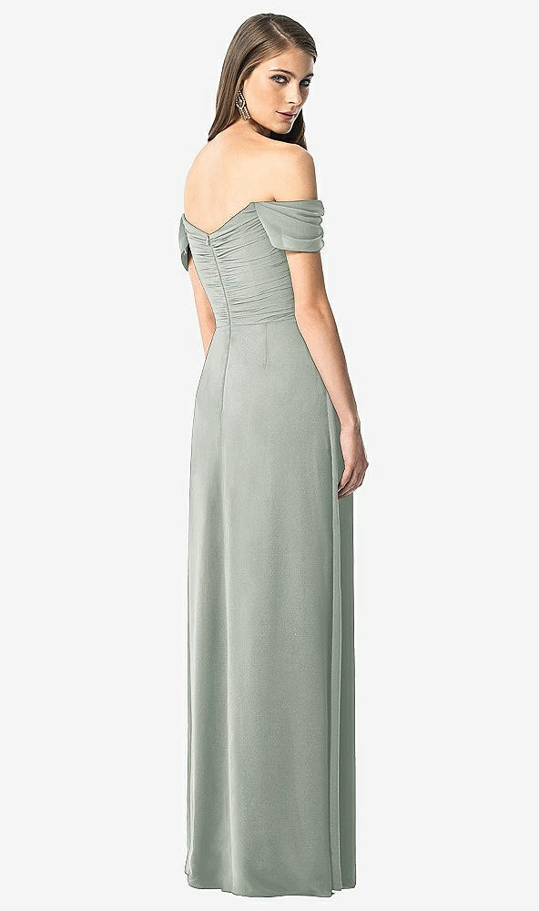 【STYLE: TH028】Off-the-Shoulder Ruched Chiffon Maxi Dress - Alessia【COLOR: Willow Green】