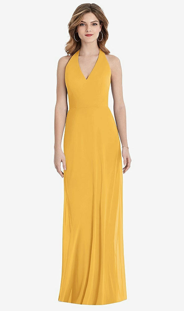 【STYLE: TH029】V-Neck Halter Chiffon Maxi Dress - Taryn【COLOR: NYC Yellow】