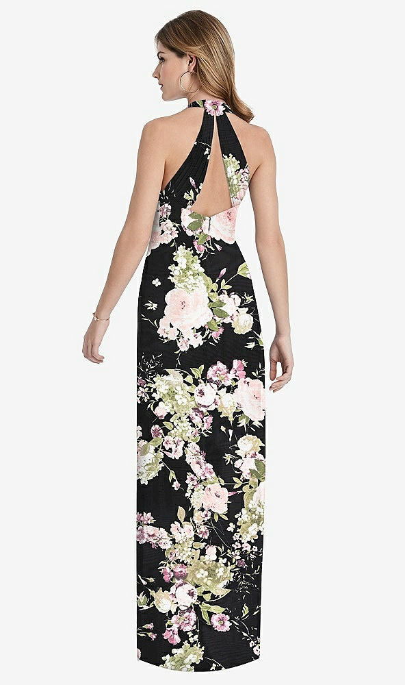 【STYLE: TH029】V-Neck Halter Chiffon Maxi Dress - Taryn【COLOR: Noir Garden】