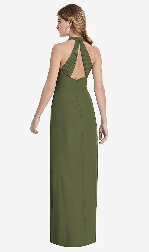 【STYLE: TH029】V-Neck Halter Chiffon Maxi Dress - Taryn【COLOR: Olive Green】