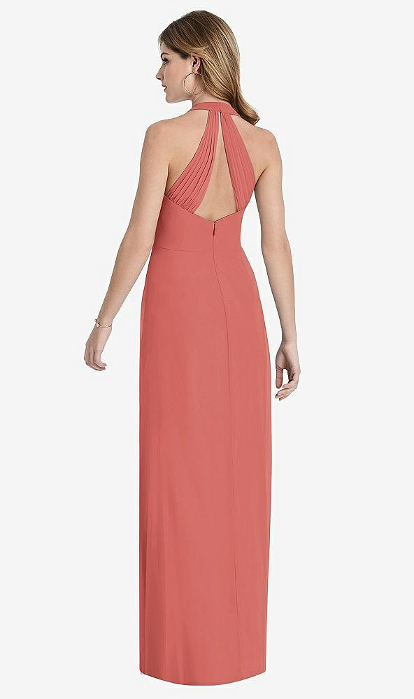 【STYLE: TH029】V-Neck Halter Chiffon Maxi Dress - Taryn【COLOR: Coral Pink】
