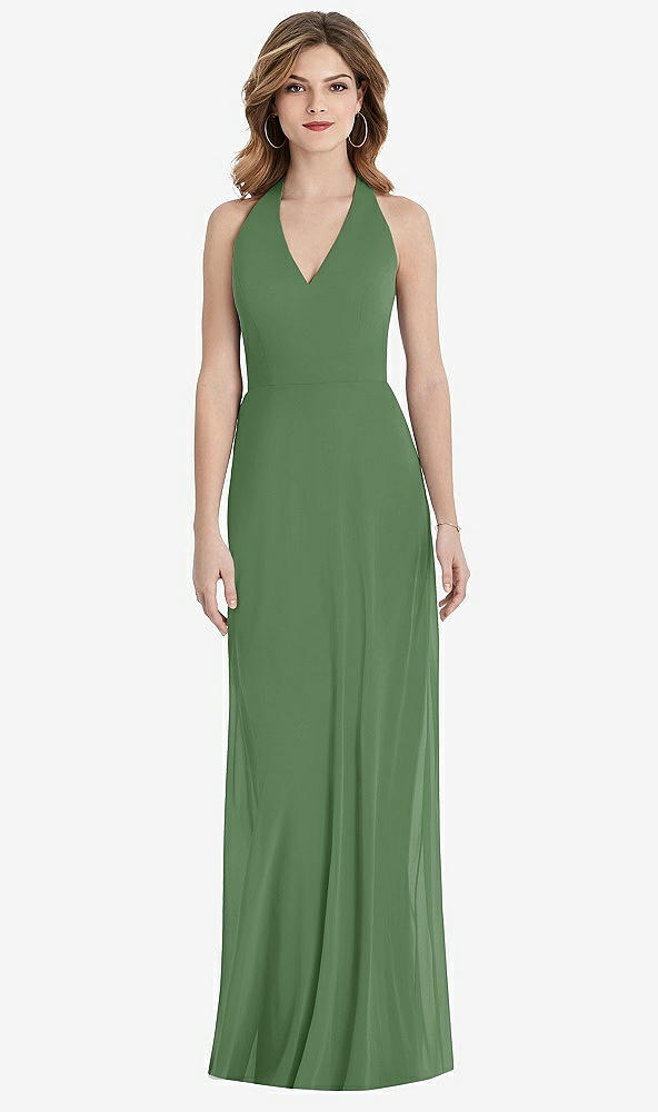 【STYLE: TH029】V-Neck Halter Chiffon Maxi Dress - Taryn【COLOR: Vineyard Green】