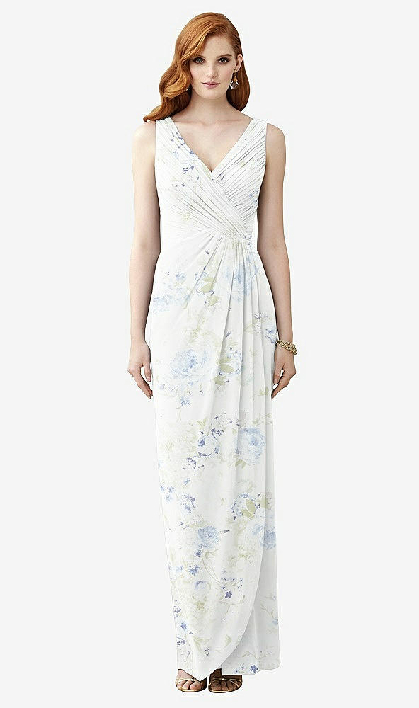 【STYLE: TH030】Sleeveless Draped Faux Wrap Maxi Dress - Dahlia【COLOR: Bleu Garden】