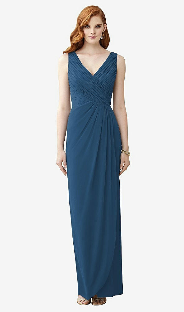 【STYLE: TH030】Sleeveless Draped Faux Wrap Maxi Dress - Dahlia【COLOR: Dusk Blue】
