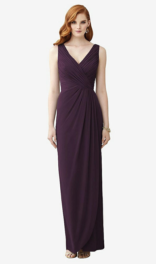 【STYLE: TH030】Sleeveless Draped Faux Wrap Maxi Dress - Dahlia【COLOR: Aubergine】