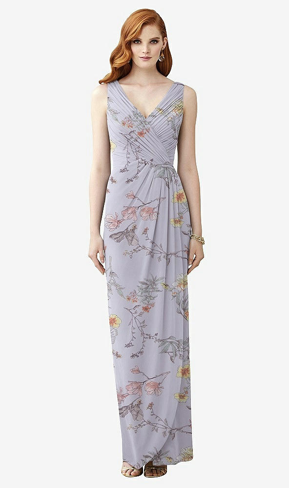 【STYLE: TH030】Sleeveless Draped Faux Wrap Maxi Dress - Dahlia【COLOR: Butterfly Botanica Silver Dove】