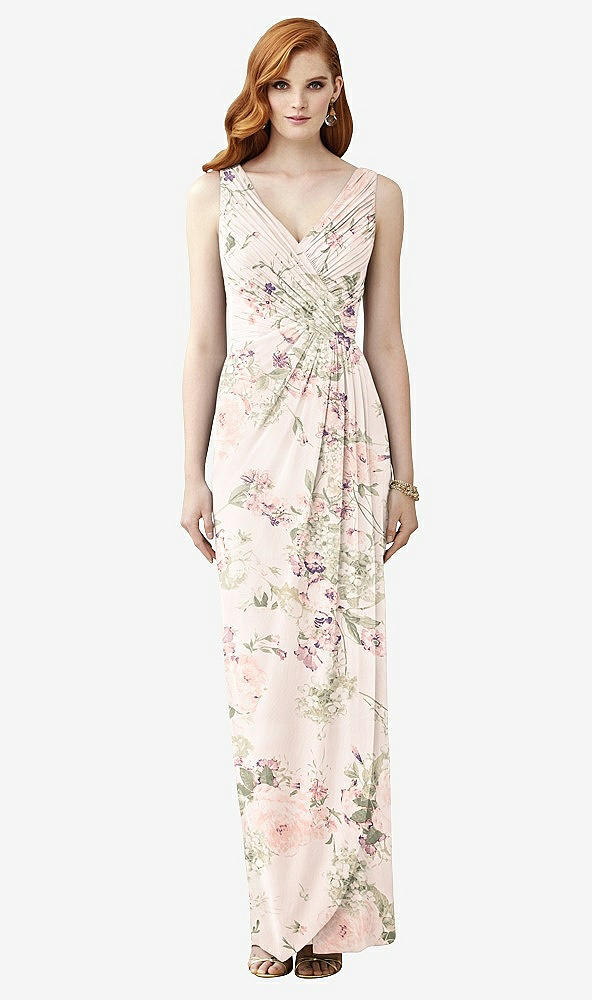 【STYLE: TH030】Sleeveless Draped Faux Wrap Maxi Dress - Dahlia【COLOR: Blush Garden】