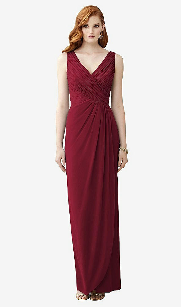 【NEW】【STYLE: TH030】ノースリーブ ドレープ フェイク ラップ マキシ ドレス - ダリア【COLOR: Burgundy】【SIZE: 00-30W】