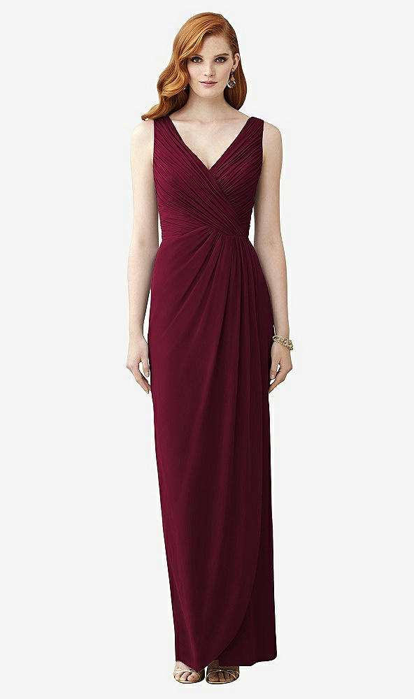 【NEW】【STYLE: TH030】ノースリーブ ドレープ フェイク ラップ マキシ ドレス - ダリア【COLOR: Cabernet】【SIZE: 00-30W】