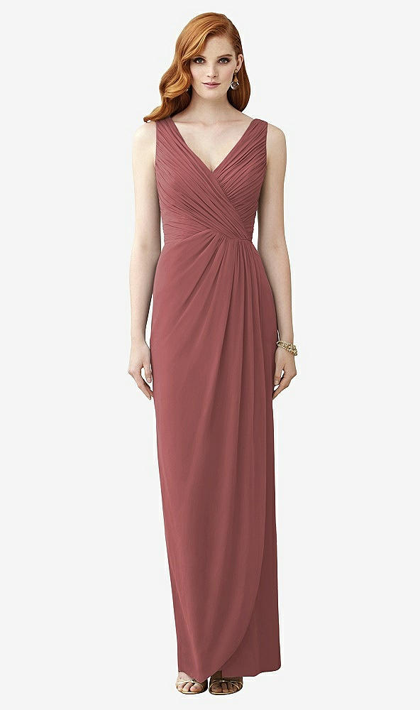 【STYLE: TH030】Sleeveless Draped Faux Wrap Maxi Dress - Dahlia【COLOR: English Rose】