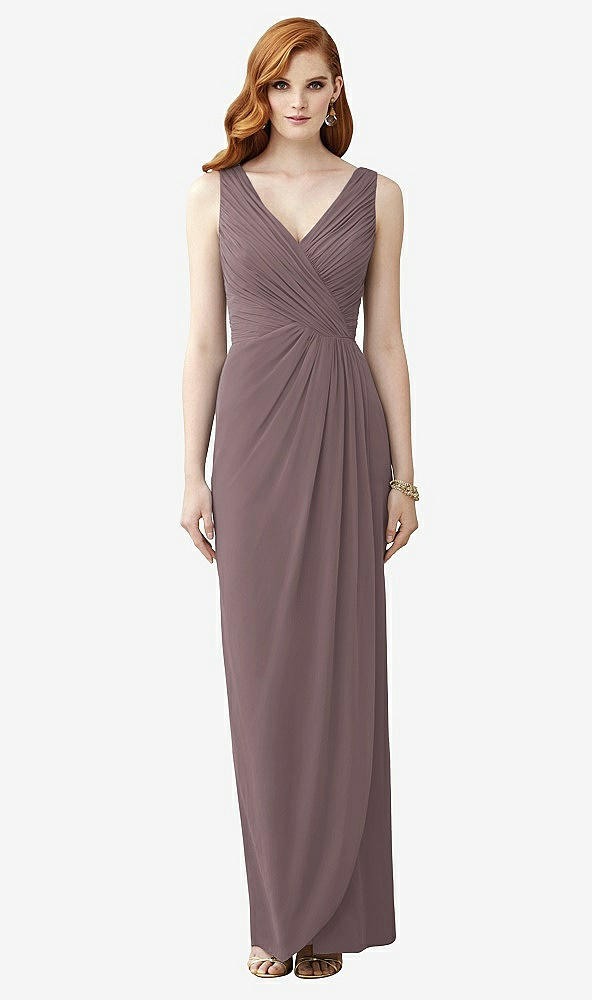 【STYLE: TH030】Sleeveless Draped Faux Wrap Maxi Dress - Dahlia【COLOR: French Truffle】
