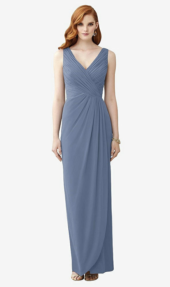 【STYLE: TH030】Sleeveless Draped Faux Wrap Maxi Dress - Dahlia【COLOR: Larkspur Blue】