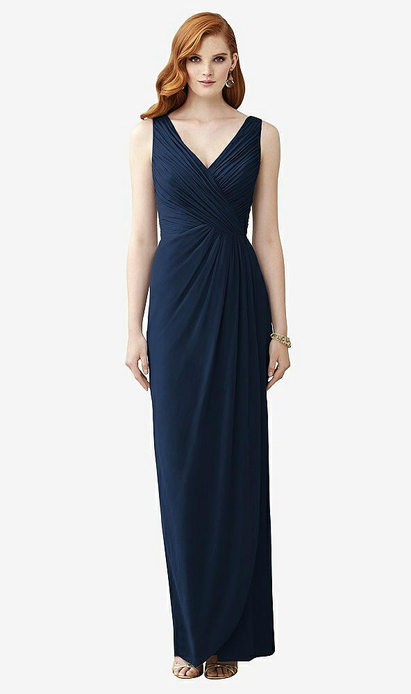 【STYLE: TH030】Sleeveless Draped Faux Wrap Maxi Dress - Dahlia【COLOR: Midnight Navy】