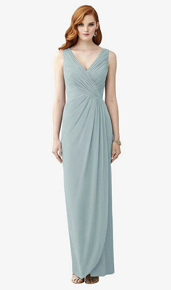 【STYLE: TH030】Sleeveless Draped Faux Wrap Maxi Dress - Dahlia【COLOR: Morning Sky】