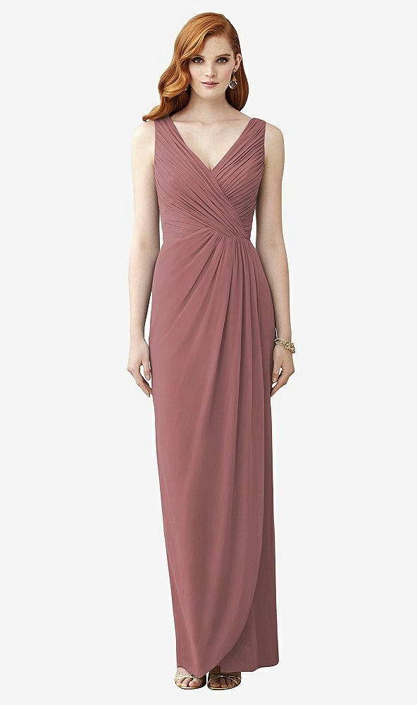【STYLE: TH030】Sleeveless Draped Faux Wrap Maxi Dress - Dahlia【COLOR: Rosewood】