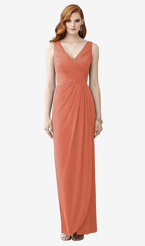 【STYLE: TH030】Sleeveless Draped Faux Wrap Maxi Dress - Dahlia【COLOR: Terracotta Copper】