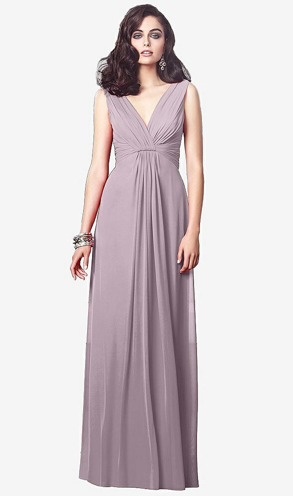 【STYLE: TH031】Draped V-Neck Shirred Chiffon Maxi Dress【COLOR: Lilac Dusk】