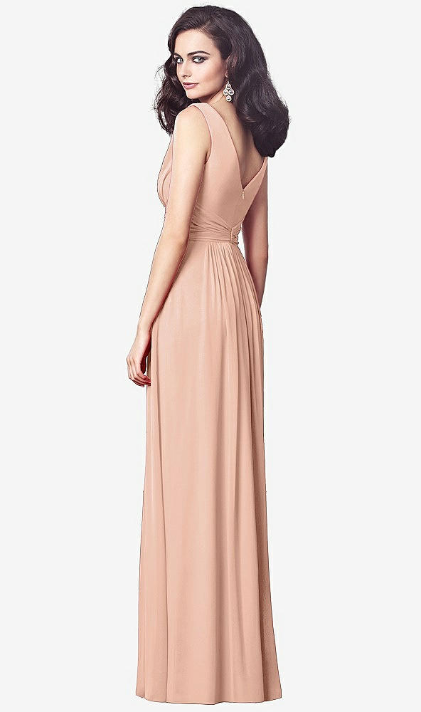 【STYLE: TH031】Draped V-Neck Shirred Chiffon Maxi Dress【COLOR: Pale Peach】