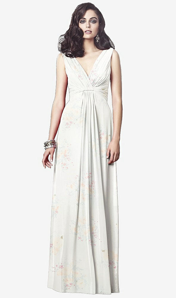 【STYLE: TH031】Draped V-Neck Shirred Chiffon Maxi Dress【COLOR: Spring Fling】