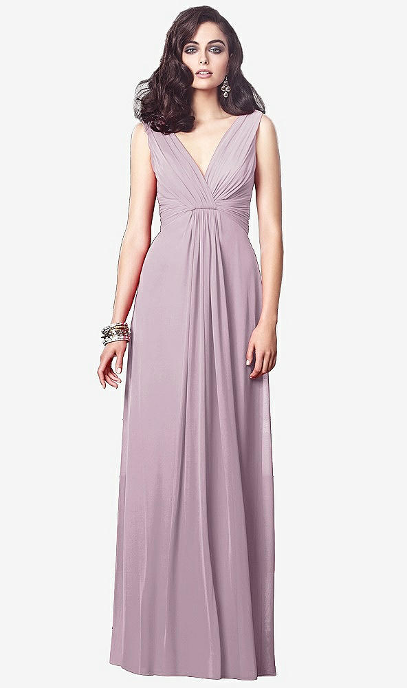 【STYLE: TH031】Draped V-Neck Shirred Chiffon Maxi Dress【COLOR: Suede Rose】