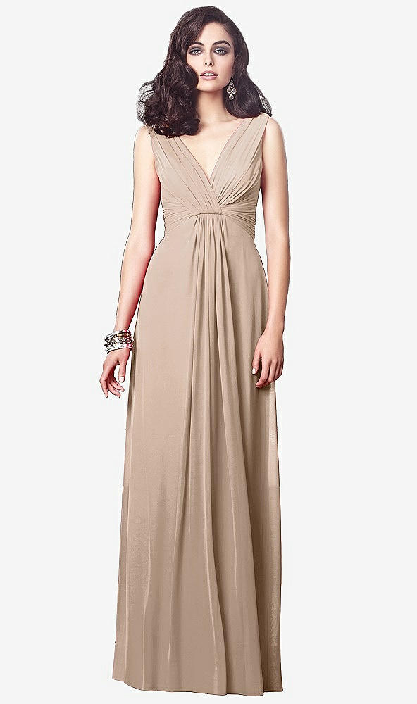 【STYLE: TH031】Draped V-Neck Shirred Chiffon Maxi Dress【COLOR: Topaz】