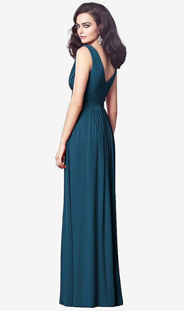 【STYLE: TH031】Draped V-Neck Shirred Chiffon Maxi Dress【COLOR: Atlantic Blue】