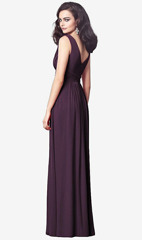 【STYLE: TH031】Draped V-Neck Shirred Chiffon Maxi Dress【COLOR: Aubergine】