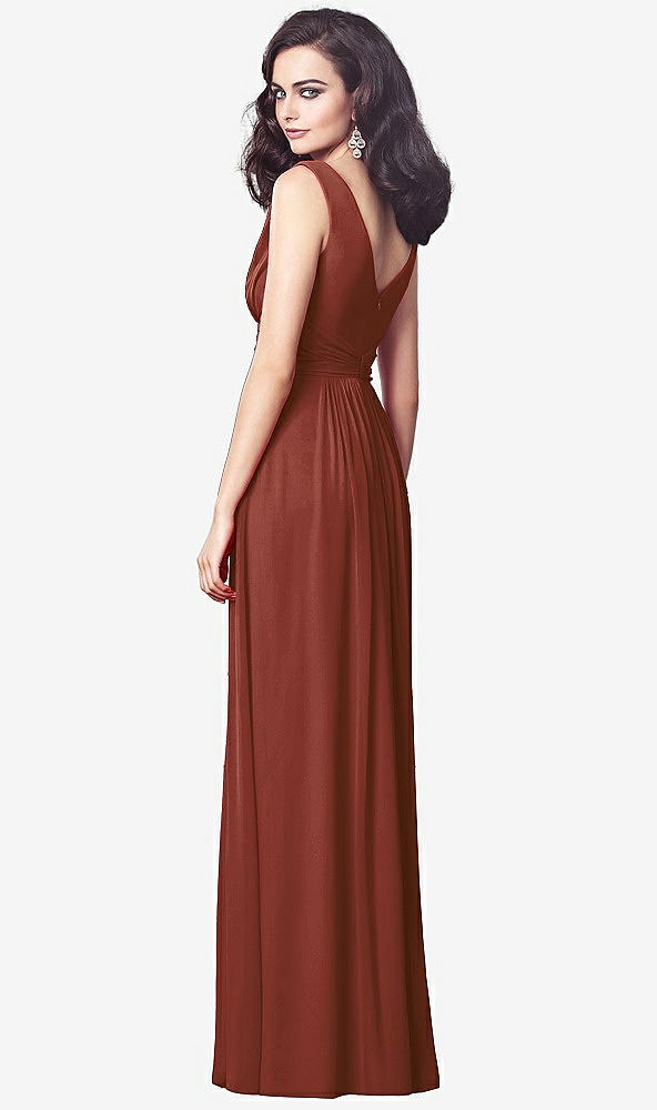 【STYLE: TH031】Draped V-Neck Shirred Chiffon Maxi Dress【COLOR: Auburn Moon】
