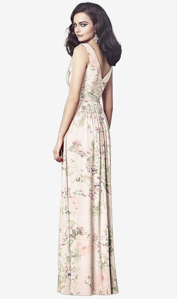 【STYLE: TH031】Draped V-Neck Shirred Chiffon Maxi Dress【COLOR: Blush Garden】