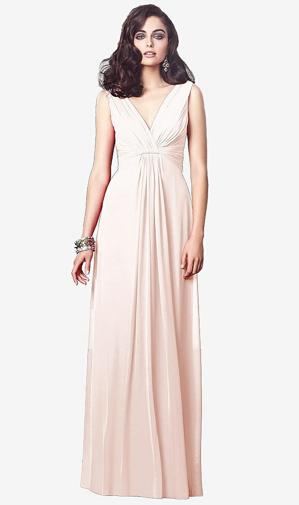 【STYLE: TH031】Draped V-Neck Shirred Chiffon Maxi Dress【COLOR: Blush】