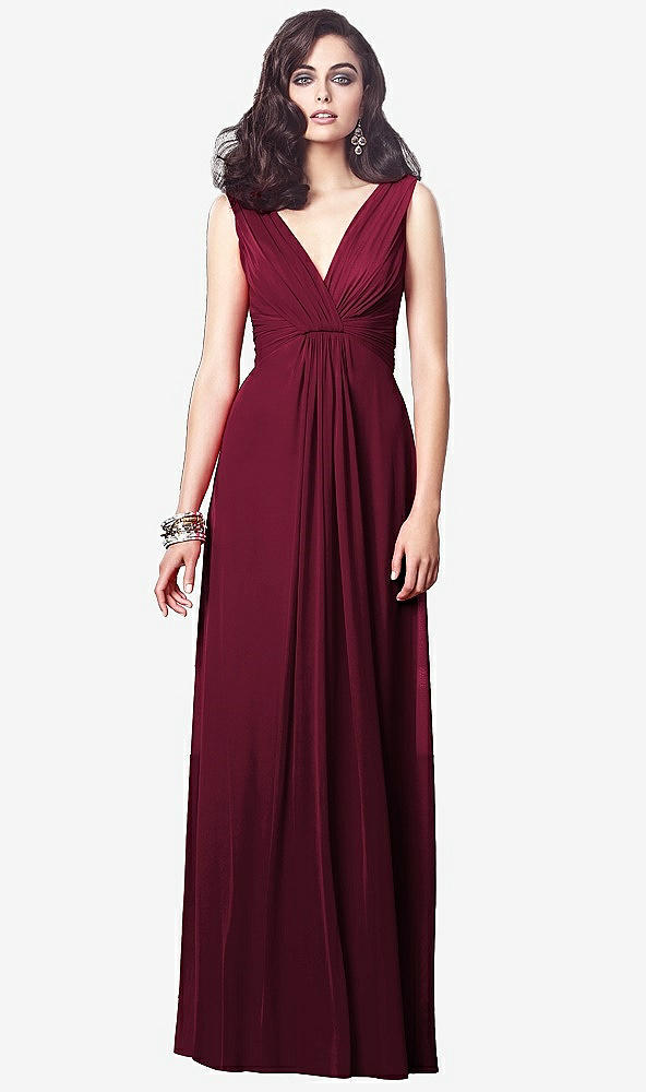 【NEW】【STYLE: TH031】ドレープ Vネック シアレッド シフォン マキシ ドレス【COLOR: Cabernet】【SIZE: 00-30W】