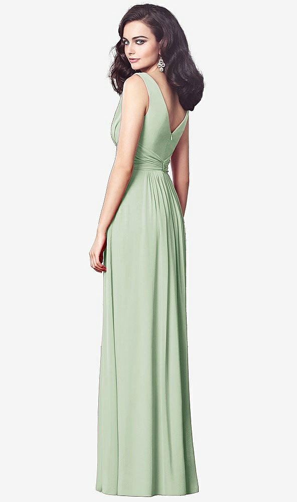 【STYLE: TH031】Draped V-Neck Shirred Chiffon Maxi Dress【COLOR: Celadon】