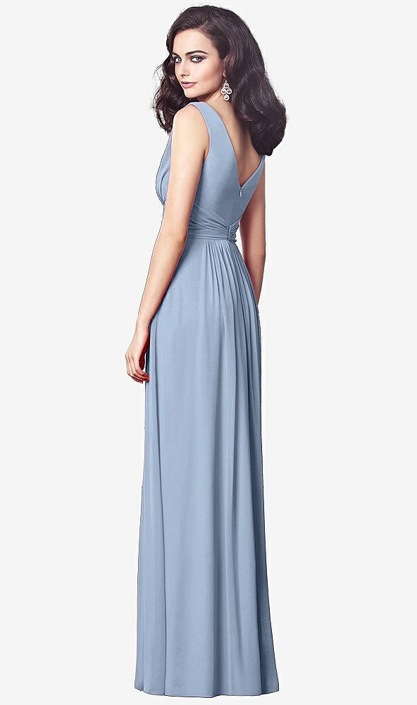 【STYLE: TH031】Draped V-Neck Shirred Chiffon Maxi Dress【COLOR: Cloudy】