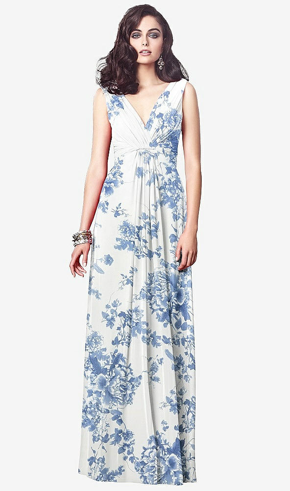 【NEW】【STYLE: TH031】ドレープ Vネック シアレッド シフォン マキシ ドレス【COLOR: Cottage Rose Dusk Blue】【SIZE: 00-30W】