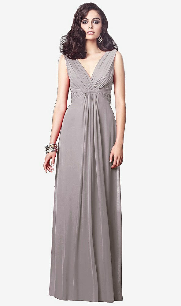 【STYLE: TH031】Draped V-Neck Shirred Chiffon Maxi Dress【COLOR: Cashmere Gray】
