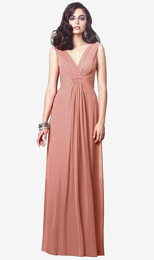 【STYLE: TH031】Draped V-Neck Shirred Chiffon Maxi Dress【COLOR: Desert Rose】