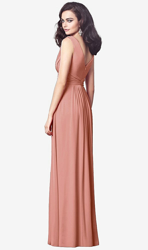 【STYLE: TH031】Draped V-Neck Shirred Chiffon Maxi Dress【COLOR: Desert Rose】