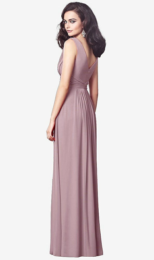 【STYLE: TH031】Draped V-Neck Shirred Chiffon Maxi Dress【COLOR: Dusty Rose】